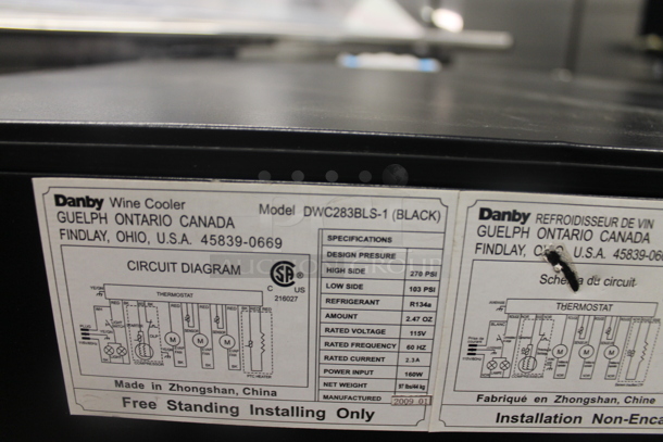BRAND NEW SCRATCH AND DENT! Danby DWC283BLS-1 Free Standing 30 Bottle Wine Cooler With Wood Shelves. 115V. Tested and Working!  - Image 5 of 6