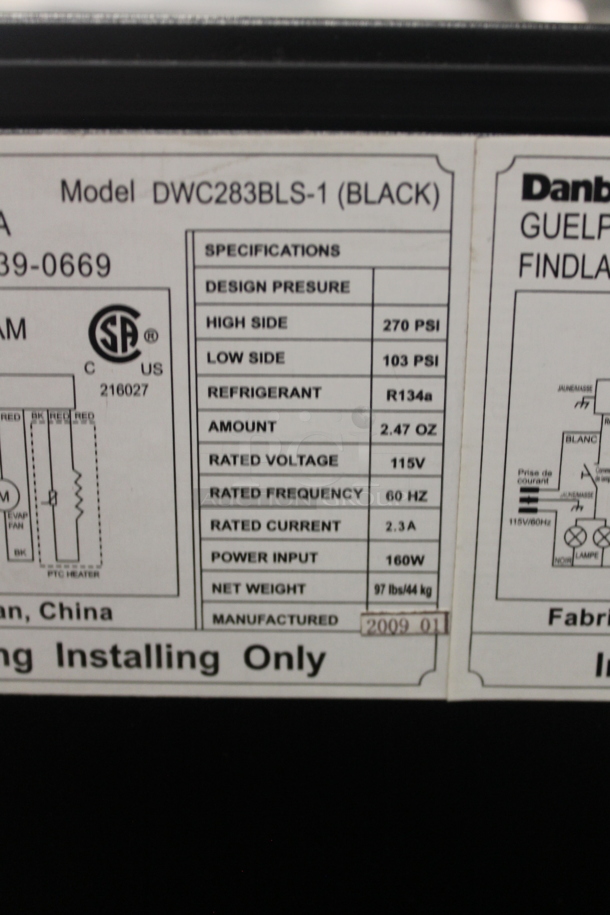 BRAND NEW SCRATCH AND DENT! Danby DWC283BLS-1 Free Standing 30 Bottle Wine Cooler With Wood Shelves. 115V. Tested and Working!  - Image 6 of 6