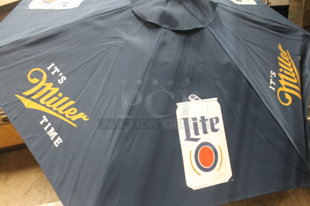 2 Outdoor Table Promotional Umbrellas For Finlandia Vodka Miller Lite With Box. 2 Times Your Bid! 69x54.5 and 69x44 - Image 8 of 11
