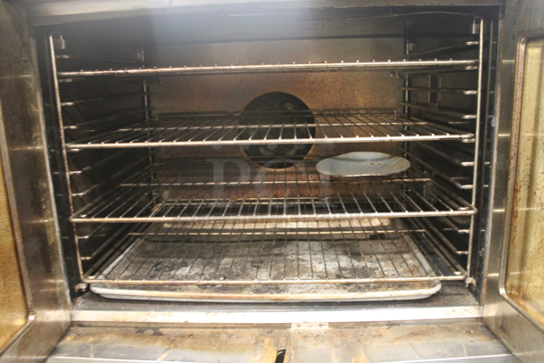 2 Bakers Pride Cyclone Series Commercial Stainless Steel Natural Gas Double Deck Full Size Convection Oven With Steel Racks And Baking Pans On Commercial Casters. 2 Times Your Bid!  - Image 4 of 10