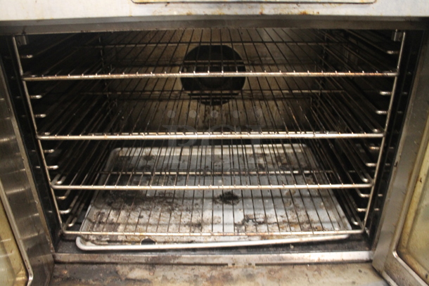 2 Bakers Pride Cyclone Series Commercial Stainless Steel Natural Gas Double Deck Full Size Convection Oven With Steel Racks And Baking Pans On Commercial Casters. 2 Times Your Bid!  - Image 5 of 10