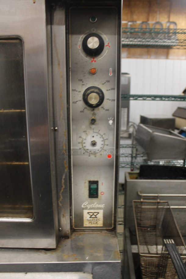 2 Bakers Pride Cyclone Series Commercial Stainless Steel Natural Gas Double Deck Full Size Convection Oven With Steel Racks And Baking Pans On Commercial Casters. 2 Times Your Bid!  - Image 6 of 10