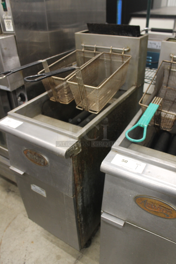 2015 Avantco FF400-N Commercial Stainless Steel Natural Gas Floor Fryer With 2 Fryer Baskets On Commercial Casters. 120,000 BTU. - Image 3 of 6