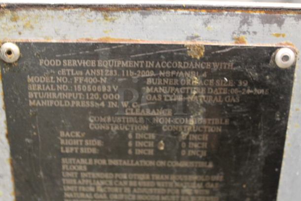 2015 Avantco FF400-N Commercial Stainless Steel Natural Gas Floor Fryer With 2 Fryer Baskets On Commercial Casters. 120,000 BTU. - Image 6 of 6