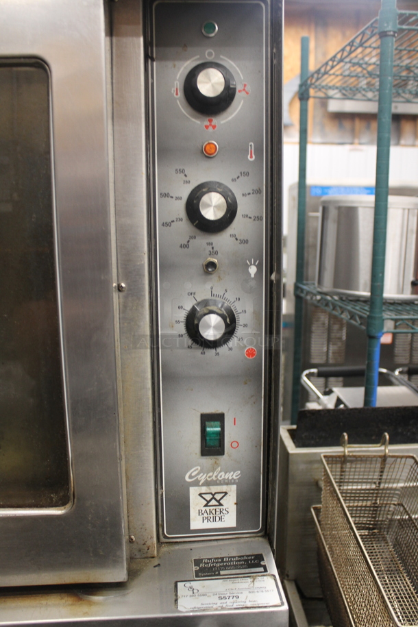 2 Bakers Pride Cyclone Series Commercial Stainless Steel Natural Gas Powered Double Stack Convection Ovens With Steel Racks On Commercial Casters. 2 Times Your Bid!  - Image 6 of 9