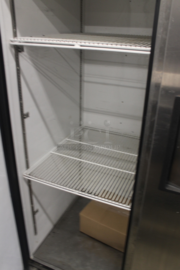 2013 True TG2R-2S Commercial Stainless Steel Two Door Reach-In Cooler With Polycoated Shelves And Box Of Commercial Casters. 115V, 1 Phase. Tested and Working! - Image 4 of 7