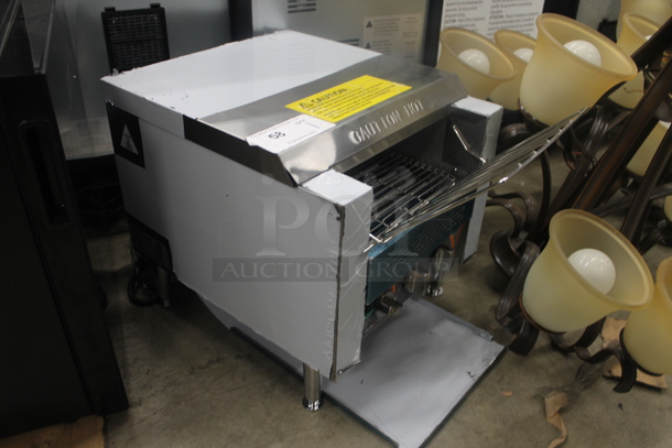 BRAND NEW SCRATCH AND DENT! AvaToast TT-300-208 Commercial Stainless Steel Countertop Conveyor 2 Slice Toaster On Galvanized Legs. 208V.  - Image 2 of 4