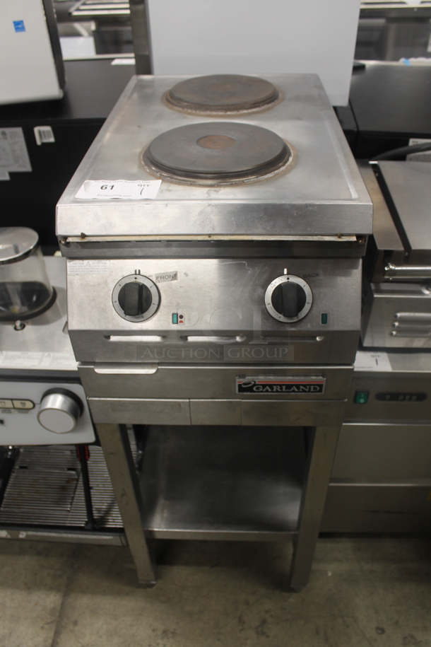 Garland ED-15THSE Commercial Stainless Steel 2 Solid Burner Electric Hot Plates On Equipment Stand. 208V, 3 Phase.  - Image 1 of 6