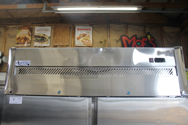 BRAND NEW SCRATCH AND DENT! Avantco 178Z2FHC Commercial Stainless Steel 2 Door Reach In Freezer With Polycoated Shelves On Commercial Casters. 115V. Tested and Powers On But Does Not Get Cold - Image 3 of 10