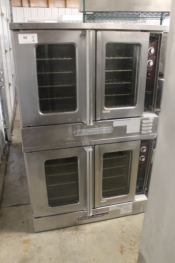2 Southbend Commercial Stainless Steel Electric Powered Double Stack Convection Ovens With Steel Racks. 2 Times Your Bid!  - Image 1 of 8