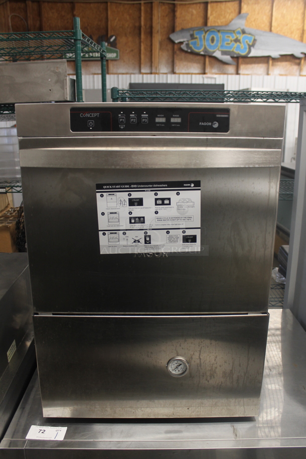 Fagor CO-502W EVO Concept Commercial Stainless Steel Undercounter Dishwasher. 208 Volts, 1 Phase.   - Image 1 of 5