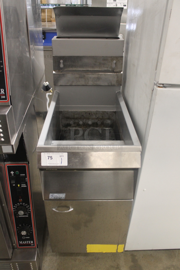 Pitco Frialator Commercial Stainless Steel Natural Gas Powered Floor Fryer On Galvanized Legs. - Image 1 of 6
