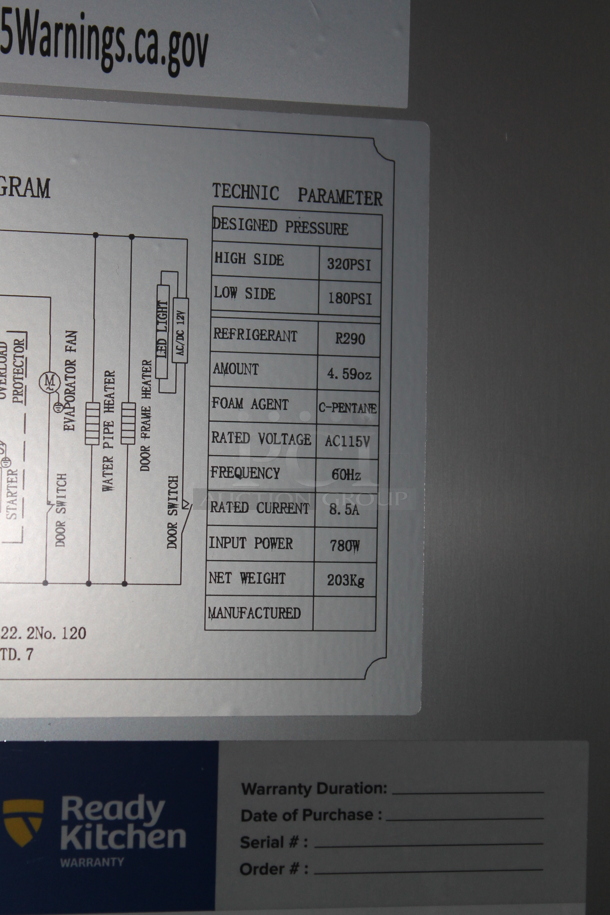 BRAND NEW SCRATCH AND DENT! Avantco 178SS2FHC Commercial Stainless Steel Two Door Reach-In Freezer On Commercial Casters. 115V. Tested and Working! - Image 9 of 11