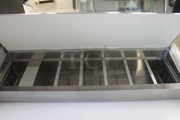 BRAND NEW SCRATCH AND DENT! Avantco 178SSPPT260 Commercial Stainless Steel 2-Door Refrigerated Pizza Prep Table With Polycaoted Shelves On Commercial Casters. 115V. Tested and Does Not Power On - Image 4 of 9