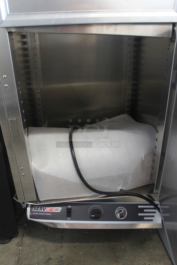 BRAND NEW SCRATCH AND DENT! 2023 ServIt 423CH1UFISD Commercial Stainless Steel Insulated Holding Cabinet With Solid Dutch Doors On Commercial Casters. 120V. Tested and Working!
 - Image 5 of 12