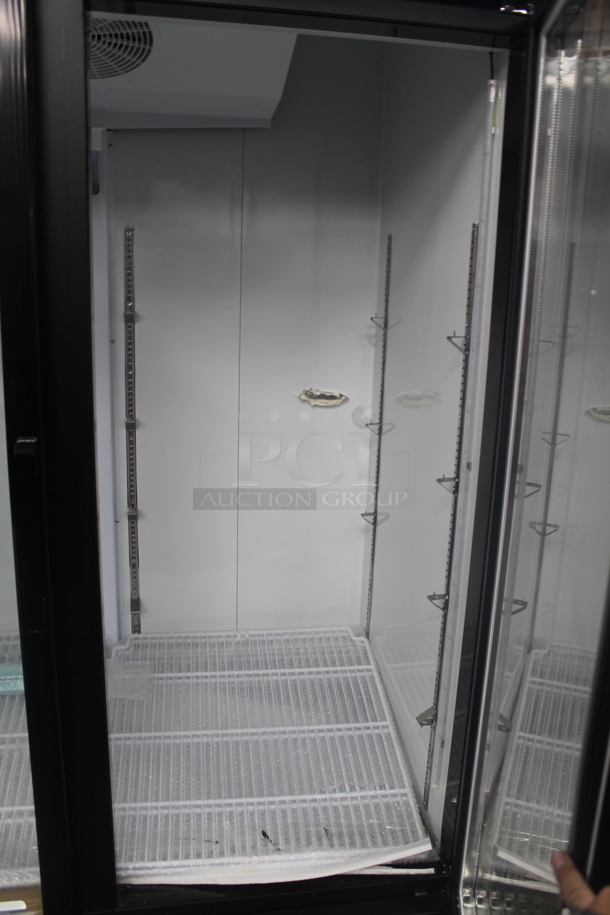 BRAND NEW SCRATCH AND DENT! Avantco 178GDC49HCB Commercial Black Swing Glass Door Merchandiser Cooler With Polycoated Shelves And LED Lighting On Commercial Casters. 115V. Tested and Working! - Image 5 of 8
