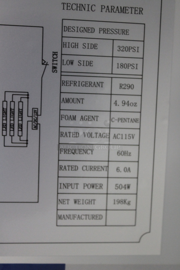 BRAND NEW SCRATCH AND DENT! Avantco 178GDC49HCB Commercial Black Swing Glass Door Merchandiser Cooler With Polycoated Shelves And LED Lighting On Commercial Casters. 115V. Tested and Working! - Image 8 of 8