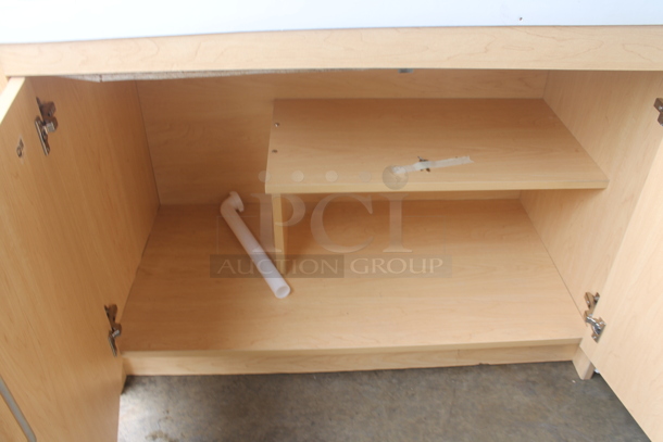 BRAND NEW SCRATCH AND DENT! Totmate Commercial Toddler Walk-Up Changing Table With Left Side Sink And 2 Door Cabinet.  - Image 5 of 5