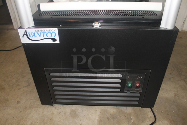 BRAND NEW SCRATCH AND DENT! Avantco 189BVAC28HC Commercial Black Vertical Open Air Merchandiser Cooler. Outside Glass Pane Is Broken, See Picture. 110-120V. Tested and Working! - Image 6 of 12