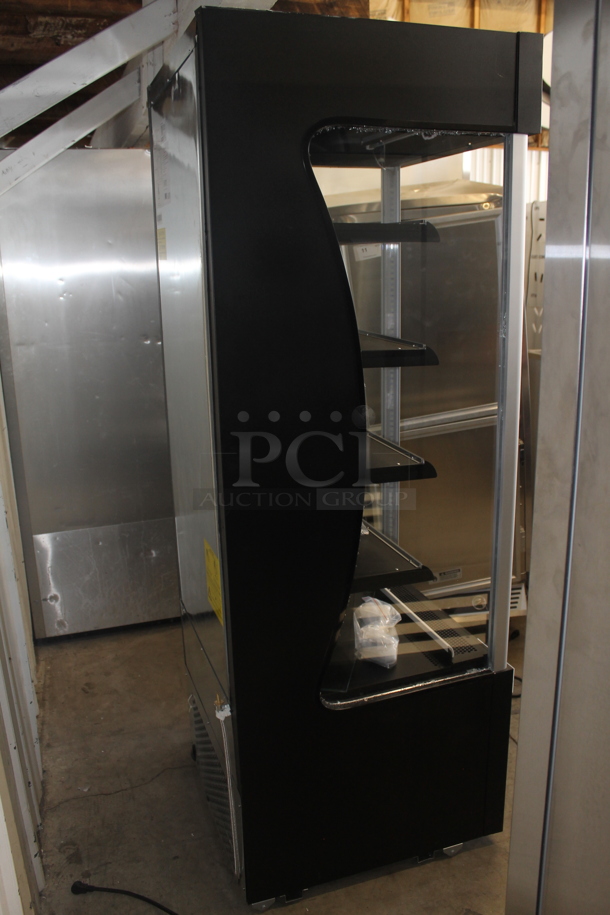 BRAND NEW SCRATCH AND DENT! Avantco 189BVAC28HC Commercial Black Vertical Open Air Merchandiser Cooler. Outside Glass Pane Is Broken, See Picture. 110-120V. Tested and Working! - Image 10 of 12