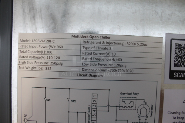 BRAND NEW SCRATCH AND DENT! Avantco 189BVAC28HC Commercial Black Vertical Open Air Merchandiser Cooler. Outside Glass Pane Is Broken, See Picture. 110-120V. Tested and Working! - Image 12 of 12