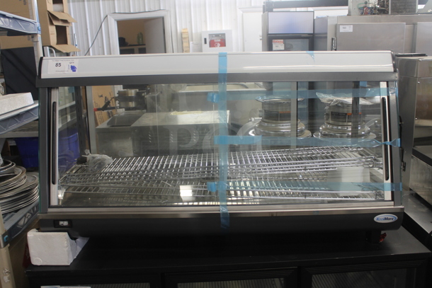 BRAND NEW SCRATCH AND DENT! KoolMore HDC-6C Commercial Stainless Steel Countertop Food Warmer Display Case Merchandiser with Stainless Steel Shelves, LED Lighting and Front Sliding Door. 110-120V. Tested and Working! - Image 1 of 6