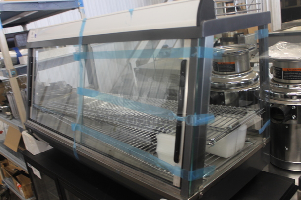 BRAND NEW SCRATCH AND DENT! KoolMore HDC-6C Commercial Stainless Steel Countertop Food Warmer Display Case Merchandiser with Stainless Steel Shelves, LED Lighting and Front Sliding Door. 110-120V. Tested and Working! - Image 3 of 6