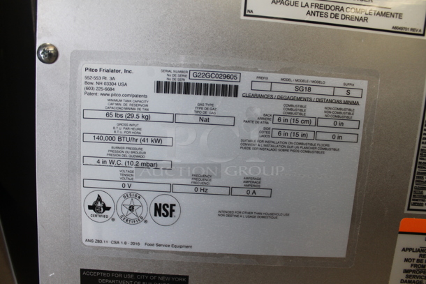 BRAND NEW SCRATCH AND DENT! 2022 Pitco SG18 Commercial Stainless Steel Natural Gas Fryer With 2 Fryer Baskets And Galvanized Legs. 140,000 BTU.   - Image 11 of 12
