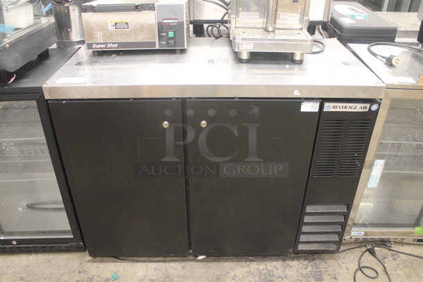BRAND NEW SCRATCH AND DENT! Beverage-Air BB48Y-1-B-27 Commercial Black Counter Height Solid Door Back Bar Cooler. 115V,1 Phase. Tested and Working! - Image 1 of 6