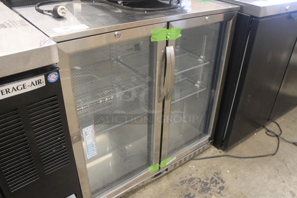 BRAND NEW SCRATCH AND DENT! KoolMore BC-2DSW-SS Commercial Stainless Steel 2-Glass Door Counter Height Back Bar Cooler with LED Lighting. 115V. Tested and Working! - Image 2 of 7