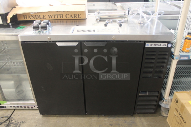 BRAND NEW SCRATCH AND DENT! Beverage-Air DD48HC-1-B Commercial Black Kegerator Beer Dispenser With 2 Keg Capacity, 2 Stainless Steel Taps And Commercial Casters.  115V, 1 Phase. Tested and Working! - Image 9 of 9
