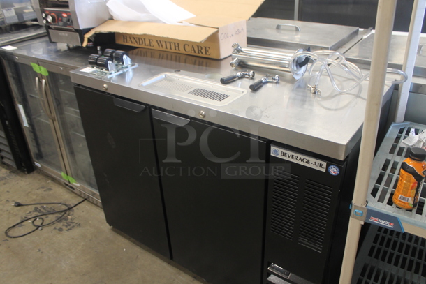 BRAND NEW SCRATCH AND DENT! Beverage-Air DD48HC-1-B Commercial Black Kegerator Beer Dispenser With 2 Keg Capacity, 2 Stainless Steel Taps And Commercial Casters.  115V, 1 Phase. Tested and Working! - Image 3 of 9