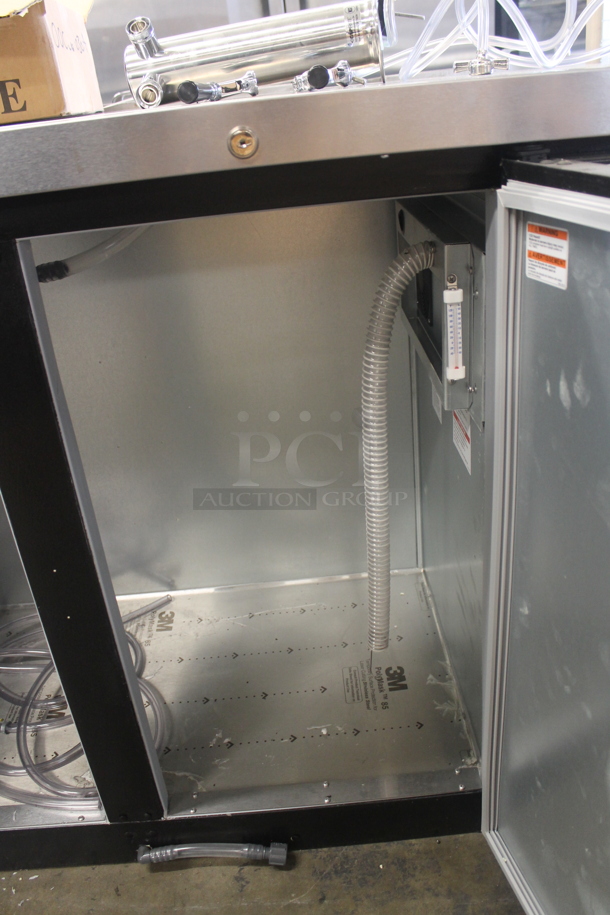 BRAND NEW SCRATCH AND DENT! Beverage-Air DD48HC-1-B Commercial Black Kegerator Beer Dispenser With 2 Keg Capacity, 2 Stainless Steel Taps And Commercial Casters.  115V, 1 Phase. Tested and Working! - Image 7 of 9
