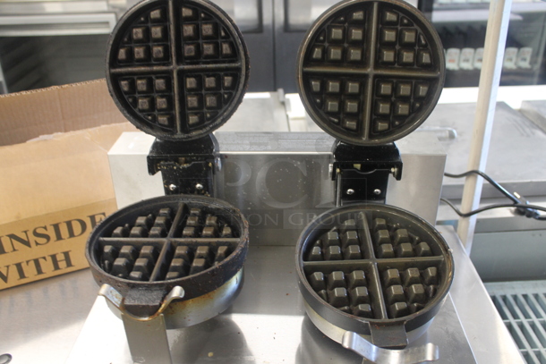 Carnival King 382WBM26DGT Commercial Stainless Steel Countertop Double Belgian Waffle Maker. 120V. Tested and Working! - Image 4 of 7