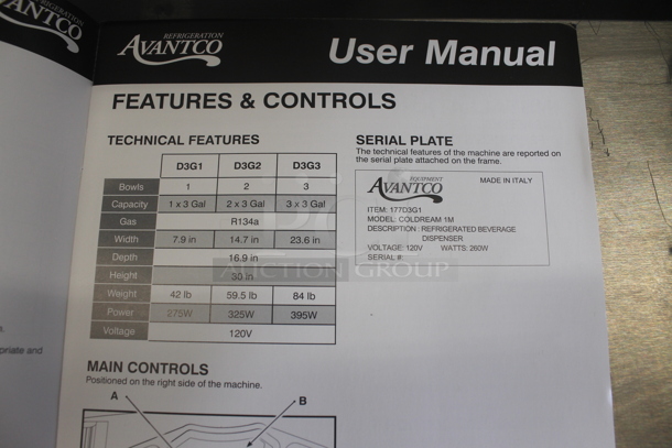 BRAND NEW SCRATCH AND DENT! Avantco 177D3G1 Coldream 1 M Commercial Stainless Steel Countertop 3 Gallon Bowl Refrigerated Beverage Dispenser. 120V. Tested and Working! - Image 12 of 12