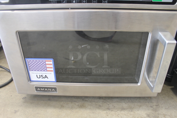 BRAND NEW SCRATCH AND DENT! 2022 Amana HDC212 Commercial Stainless Steel Electric Countertop Microwave With Touchpad. 208/240V.  - Image 2 of 9