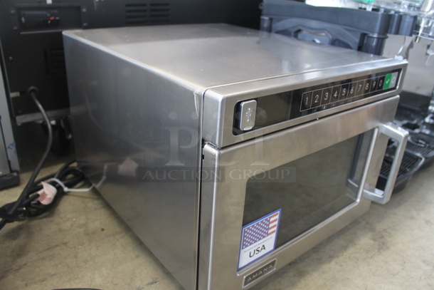 BRAND NEW SCRATCH AND DENT! 2022 Amana HDC212 Commercial Stainless Steel Electric Countertop Microwave With Touchpad. 208/240V.  - Image 4 of 9