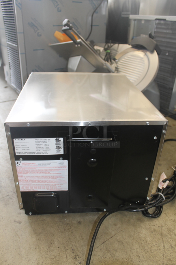 BRAND NEW SCRATCH AND DENT! 2022 Amana HDC212 Commercial Stainless Steel Electric Countertop Microwave With Touchpad. 208/240V.  - Image 6 of 9