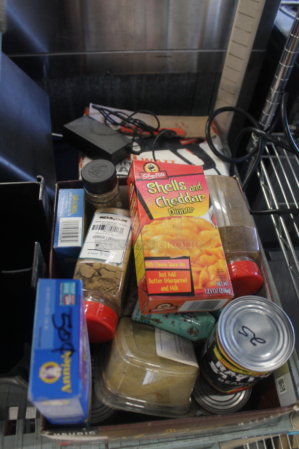 ALL ONE MONEY! Lot of Coffee Carafe, Aluminum Pots, Red And Green Plastic Lids, Plastic Napkin Dispenser, Boxed/Canned Goods, Black Buckets, White Baskets, Dual Temperature Heat Gun AND MORE. Does Not Include Metro Shelving. - Image 4 of 5