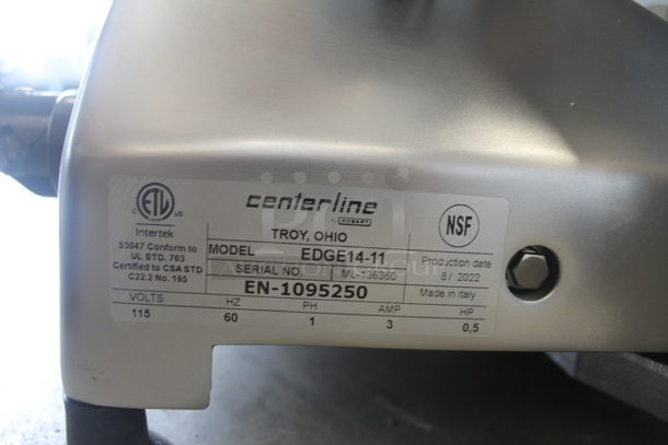 BRAND NEW SCRATCH AND DENT! 2022 Centerline EDGE14-11 Commercial Stainless Steel Electric Countertop Manual Meat Slicer On Rubber Feet. 115V, 1 Phase. Tested and Working! - Image 10 of 10