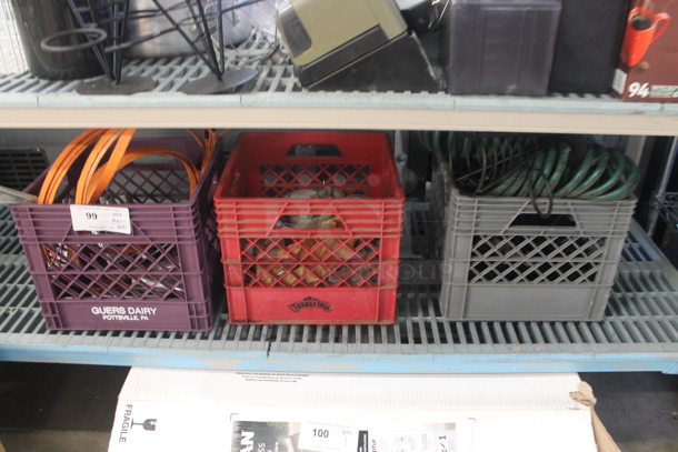 ALL ONE MONEY! Lot of Commercial Casters, Bin Of Legs, Band Saw Blades And Green Hose.  - Image 1 of 4