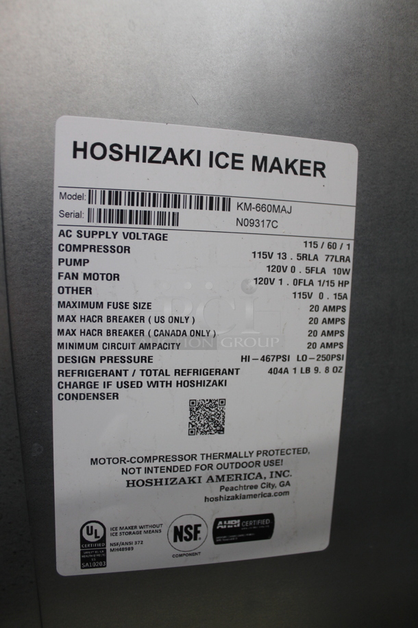 BRAND NEW SCRATCH AND DENT! 2023 Hoshizaki KM-660MAJ Commercial Stainless Steel Ice Maker Machine Head. 115V, 1 Phase.  - Image 8 of 9