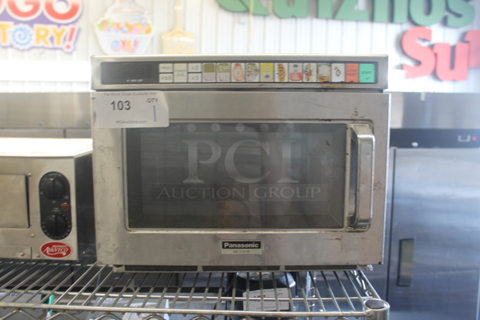 2010 Panasonic NE-1757R Commercial Stainless Steel Countertop Microwave Oven With Touchpad. 208V. 