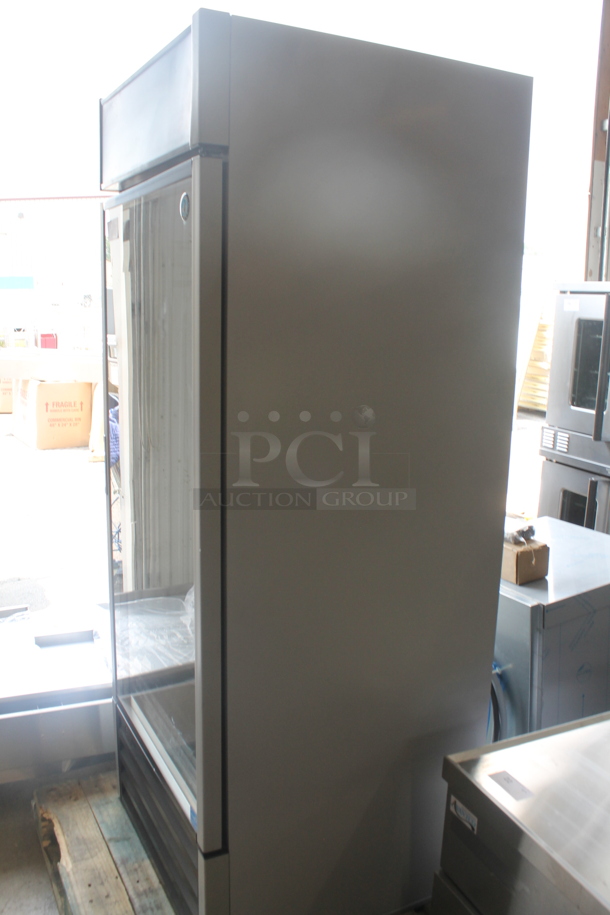 BRAND NEW SCRATCH AND DENT! 2022 Hoshizaki RM-28-HC Commercial White Single Glass Door Merchandiser Cooler With Polycoated Shelves.  115V, 1 Phase. Tested and Working! - Image 6 of 10