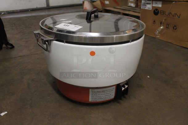 Kashiwa White/Orange Propane Gas Powered Rice Cooker With Lid. - Image 2 of 7