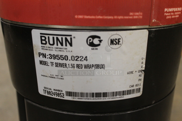 2011 Bunn TF Server 1.5 Red Wrap Thermofresh Coffee Server.  - Image 4 of 4
