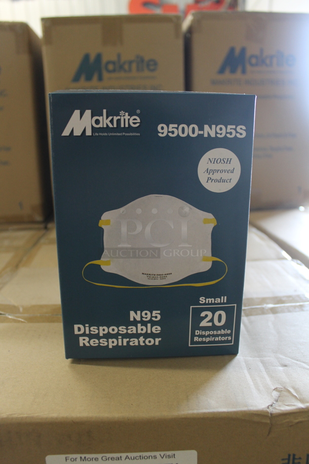 BRAND NEW! 21 Large Boxes Of Makrite 9500-N95S Disposable Respirators With 20 Per Box And 240 Pieces Per Large Box. 21 Times Your Bid!  - Image 4 of 5