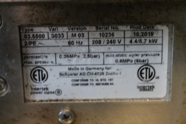 2018 Schaerer M03 Commercial Stainless Steel Countertop Espresso Machine With 2 Hoppers. Missing Front Panel. 208/240V.  - Image 6 of 6