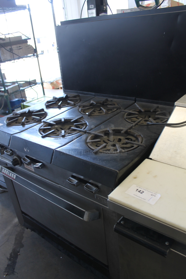 Garland Commercial Stainless Steel Natural Gas Powered Stove With 6 Burners, Backsplash And Oven With Steel Rack. - Image 3 of 8