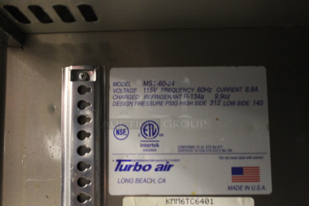 Turbo Air MST-60-24 Commercial Stainless Steel Sandwich/Salad Prep Table With 2 Door Refrigerated Base. 115V. Tested and Working! - Image 7 of 7